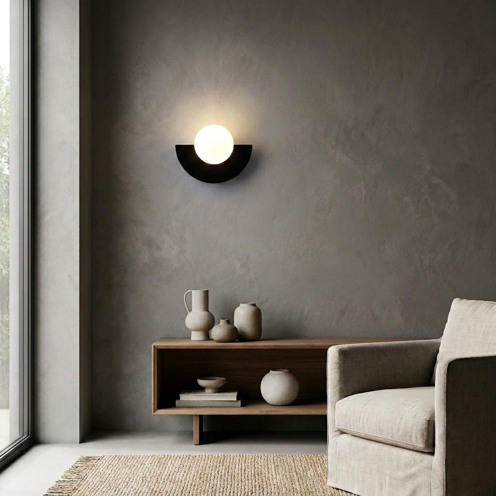 Nordic Semi - Round LED Wall Lamp Modern Design - Wandleuchte - Black - Oaksoho
