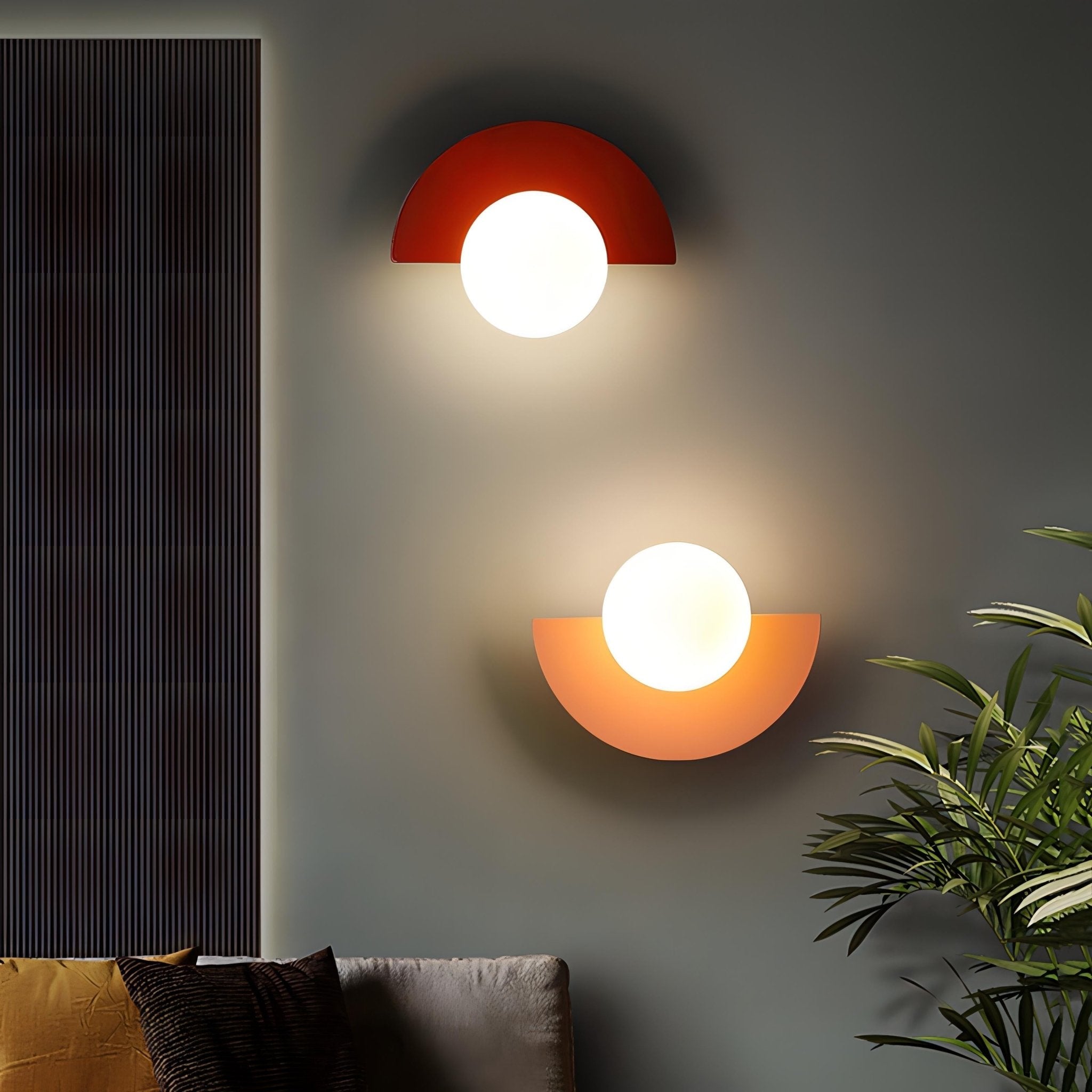Nordic Semi - Round LED Wall Lamp Modern Design - Wandleuchte - Red - Oaksoho