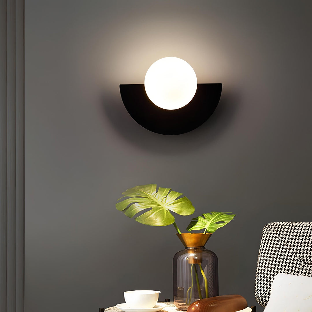 Nordic Semi - Round LED Wall Lamp Modern Design - Wandleuchte - Black - Oaksoho