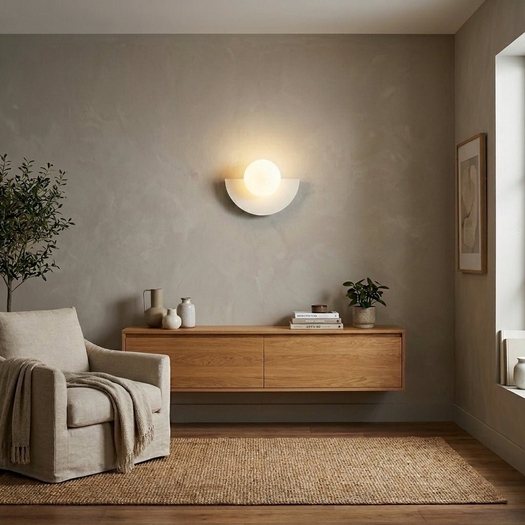 Nordic Semi - Round LED Wall Lamp Modern Design - Wandleuchte - White - Oaksoho