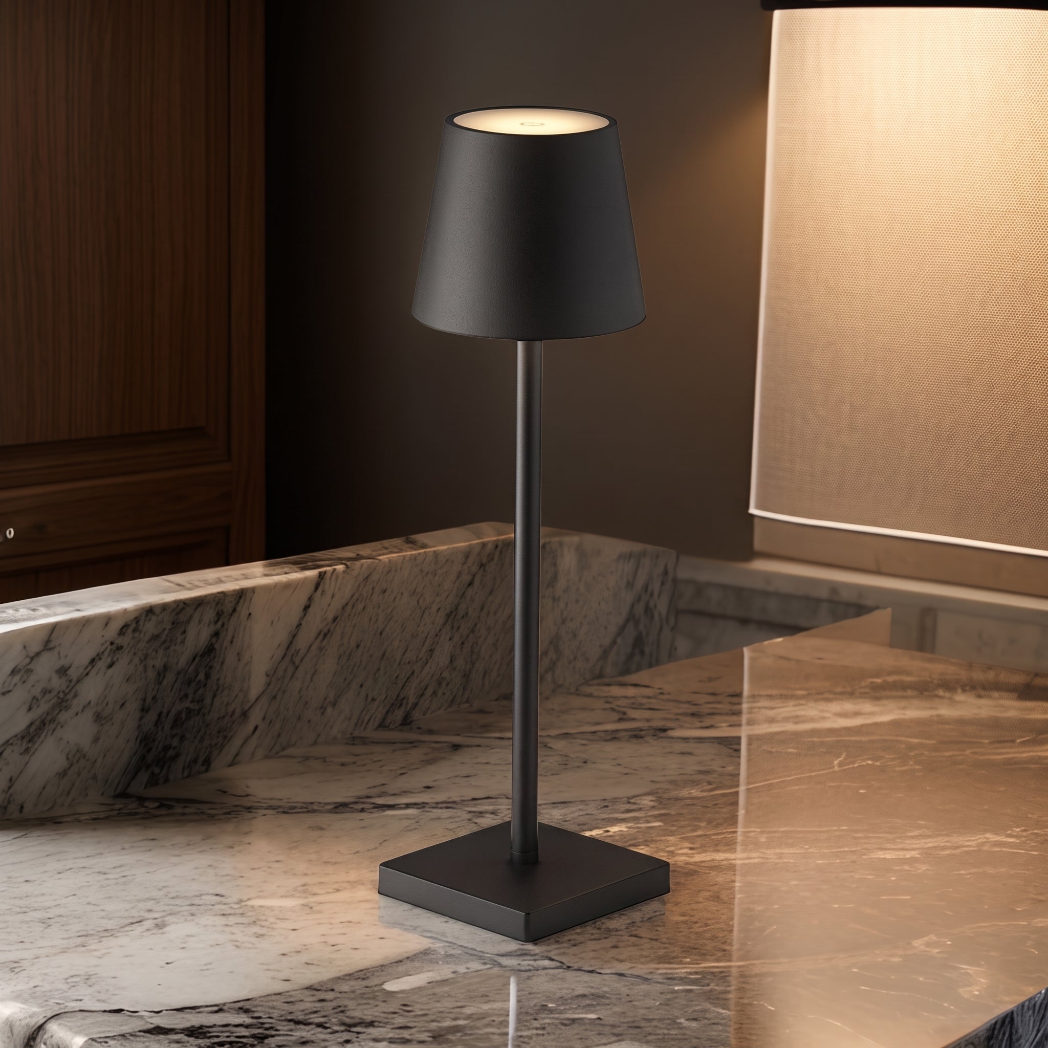 Nordic Slim Desk Lamp with Conical Shade - Table Lamps - Black - Oaksoho