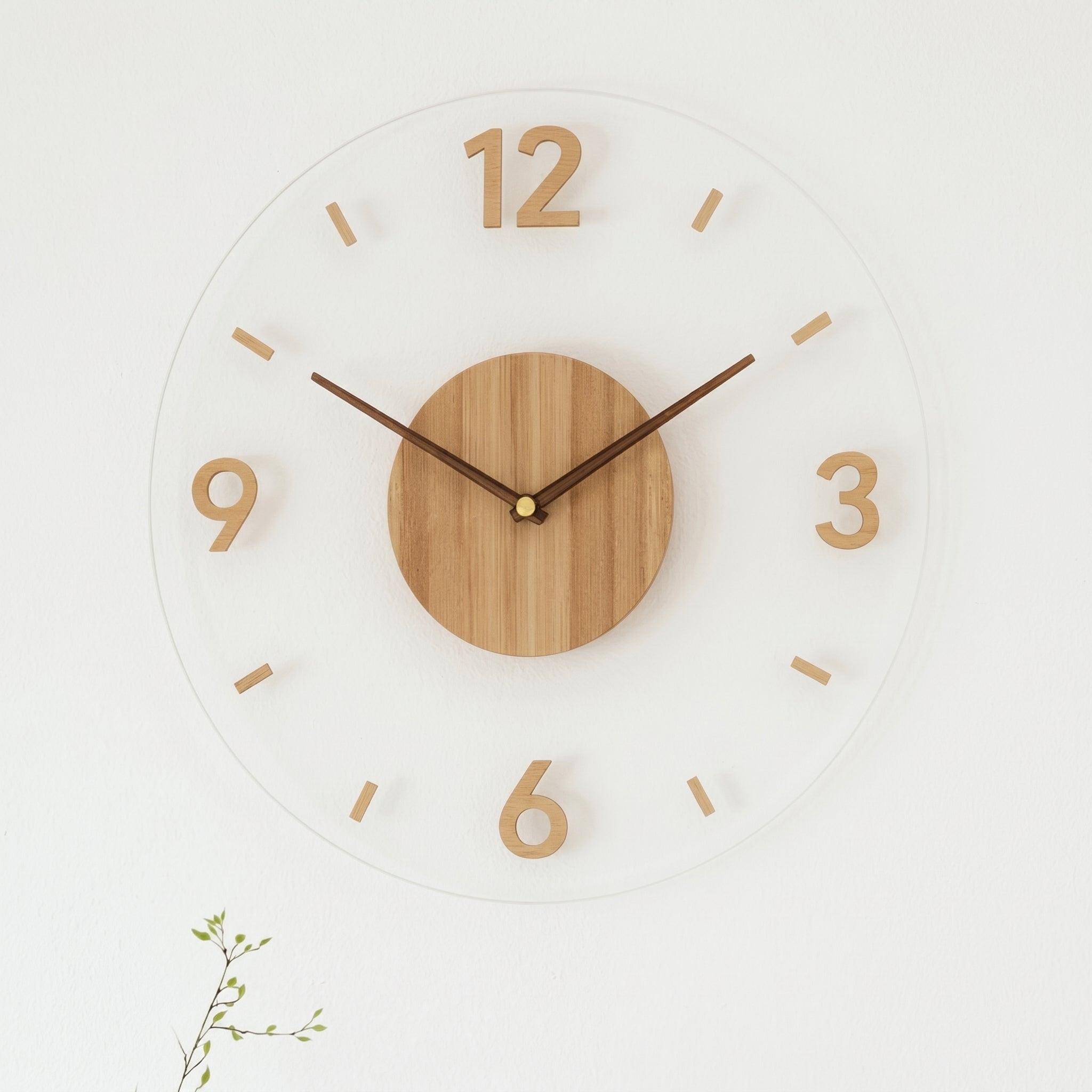 Nordic Wall Clock in Open Design with Wood Detail - Wall Clock - Minimal - Oaksoho