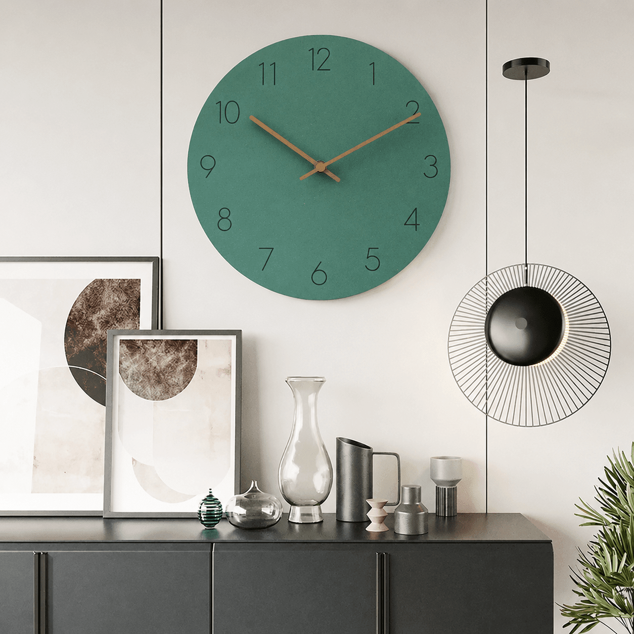 Nordic Wall Clock with Matte Dial without Frame - Wall Clock - Green - Oaksoho