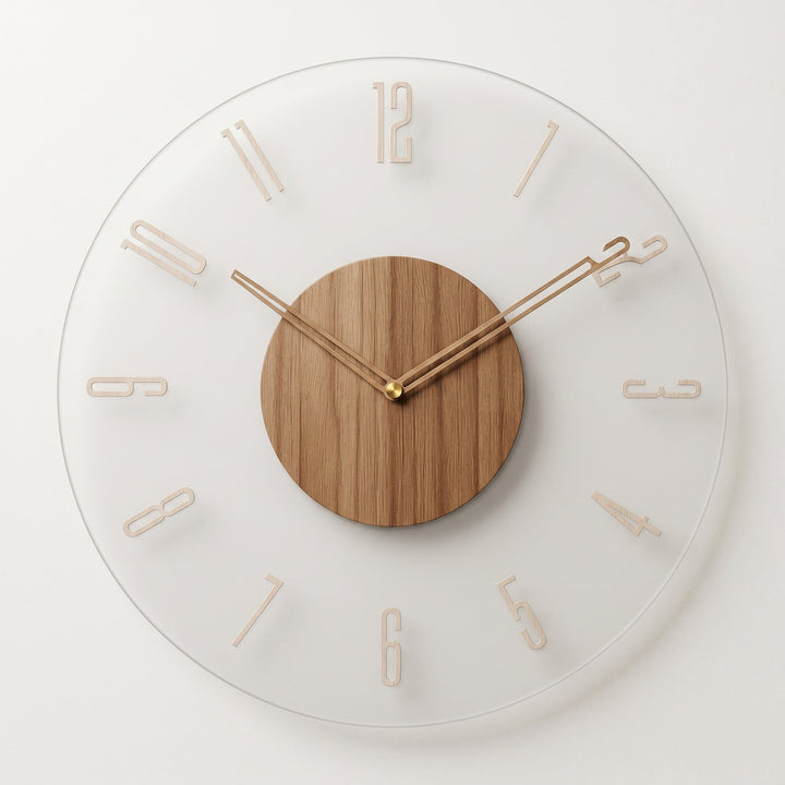 Nordic Wall Clock in Open Design with Wood Detail
