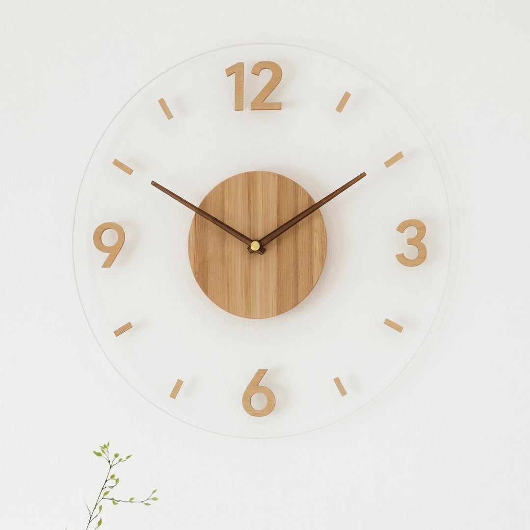 Nordic Wall Clock in Open Design with Wood Detail