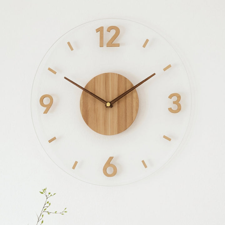 Nordic Wall Clock in Open Design with Wood Detail