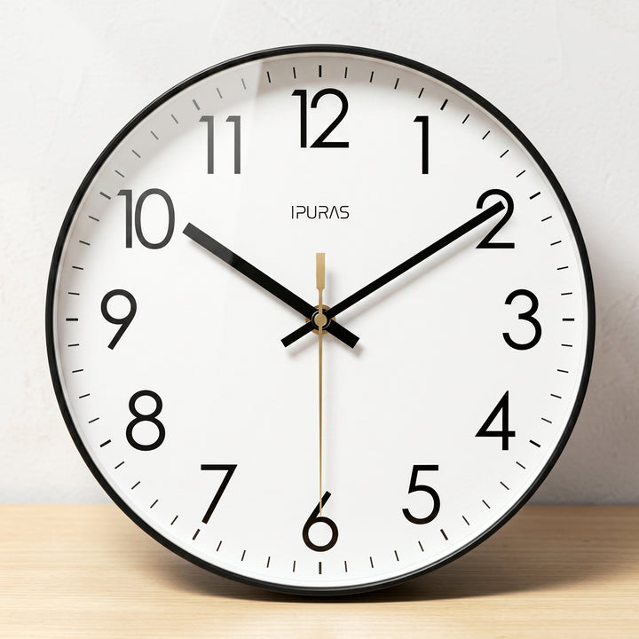 Nordic Wall Clock with Large Numbers and Silent Movement
