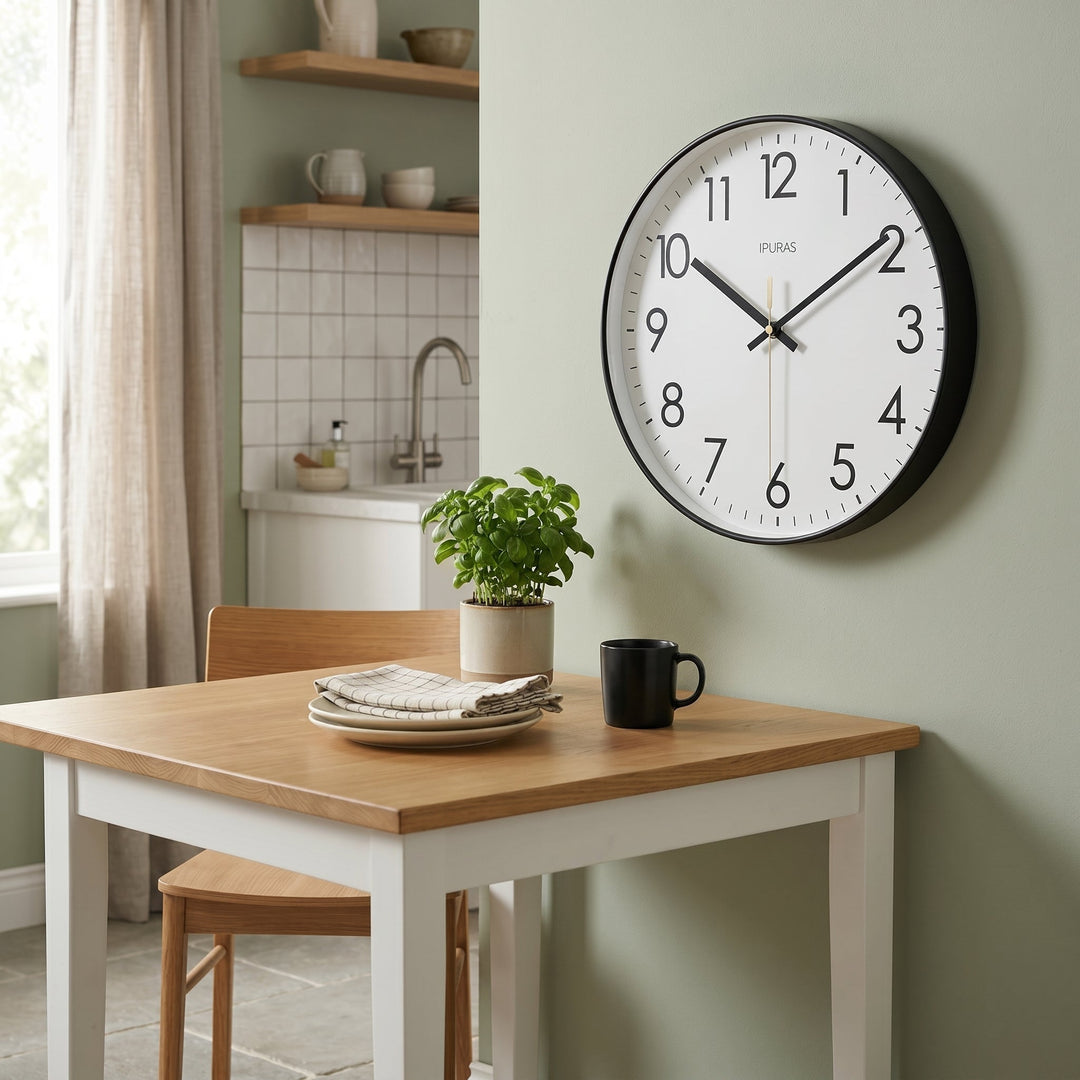 Nordic Wall Clock with Large Numbers and Silent Movement