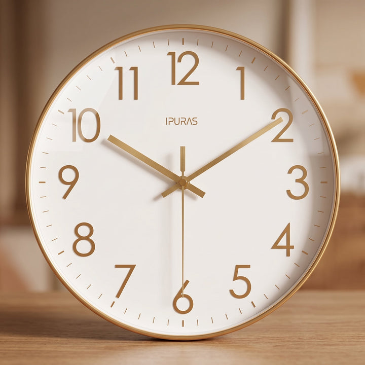 Nordic Wall Clock with Large Numbers and Silent Movement