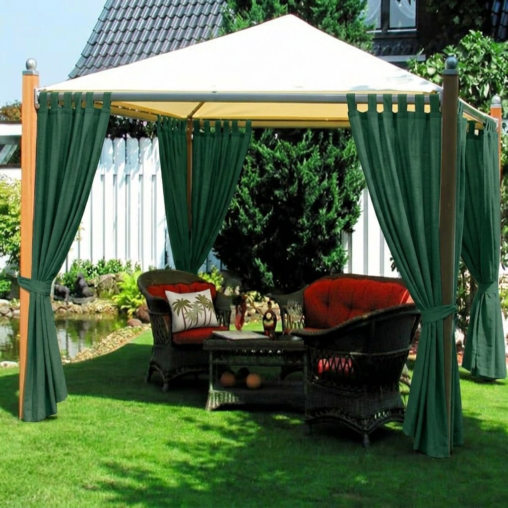 Outdoor Curtain with Loops for Terrace and Balcony - Outdoor Curtain - Green - Oaksoho