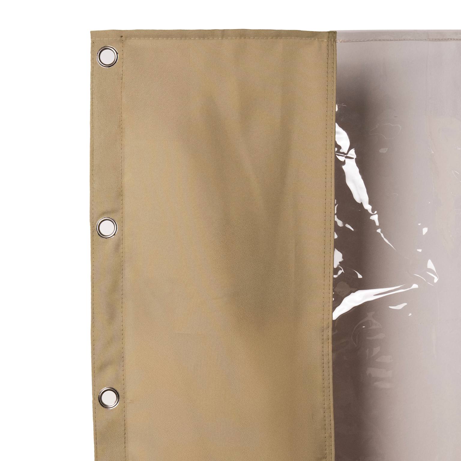 Outdoor Curtain with Transparent Window and Eyelets - Outdoor Curtain - Beige - Oaksoho
