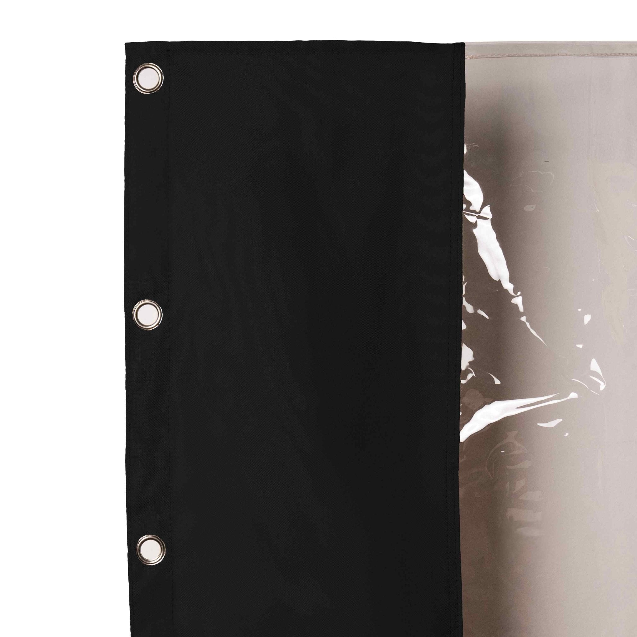 Outdoor Curtain with Transparent Window and Eyelets - Outdoor Curtain - Black - Oaksoho