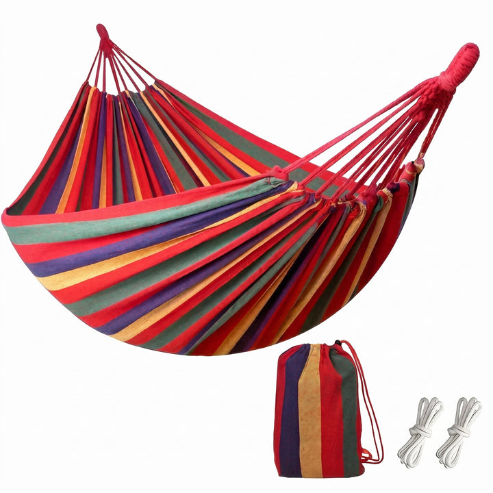 Outdoor Hammock with Colourful Stripe Pattern and Carry Bag - Outdoor Hammock - Red - Oaksoho