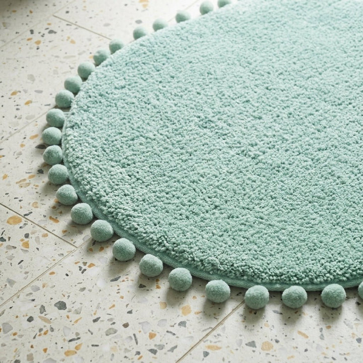 Oval Rug with Pompom Border - Rugs & Carpets - Green - Oaksoho