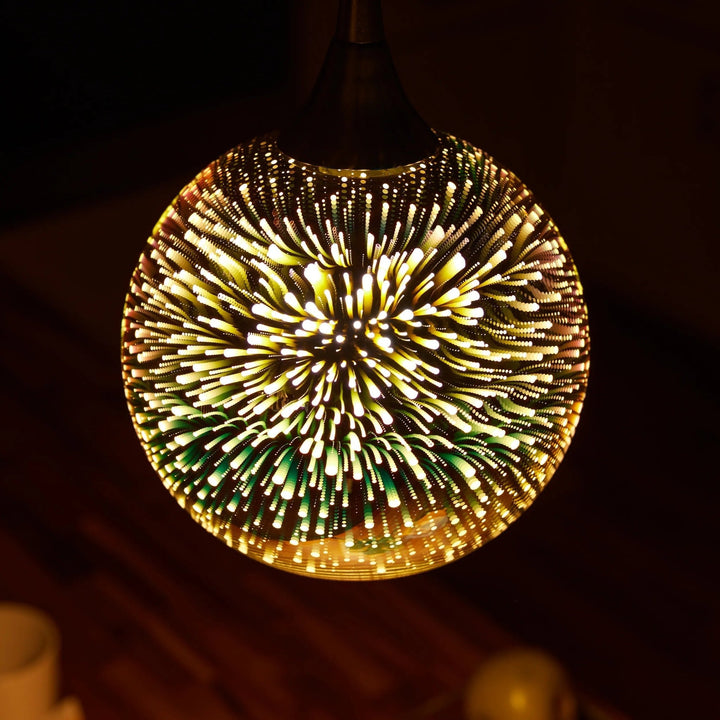 Pendant Light with 3D Firework Glass Shade - Pendant Light - Silver - Oaksoho
