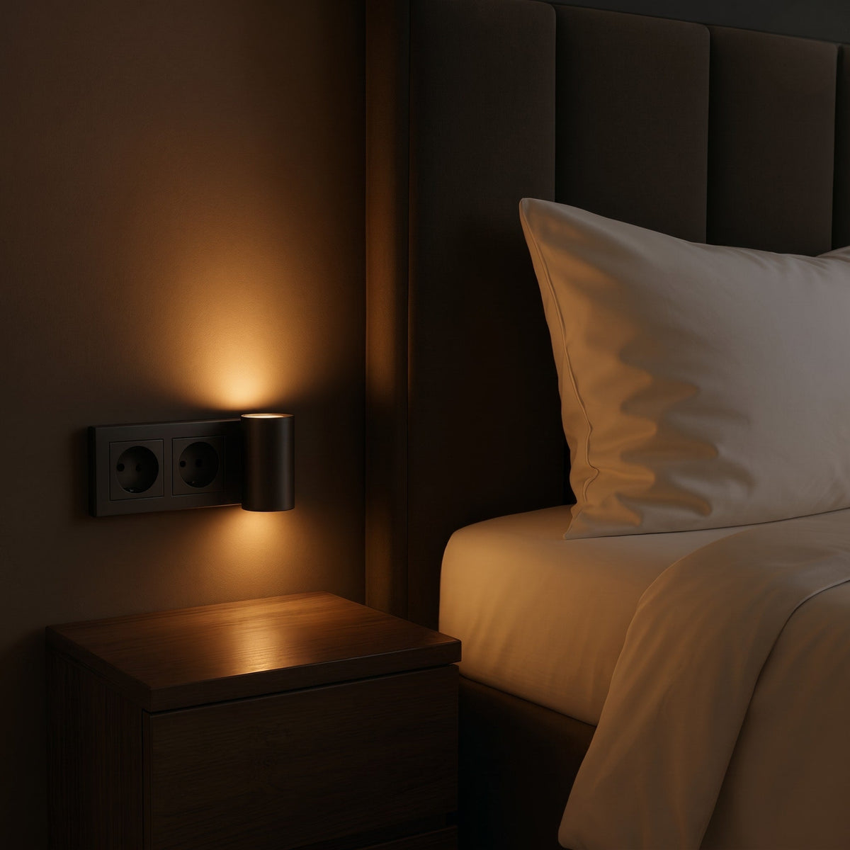 Plug In Wall Lamp with Day Night Sensor - Night Lights & Ambient Lighting - Black - Oak Soho