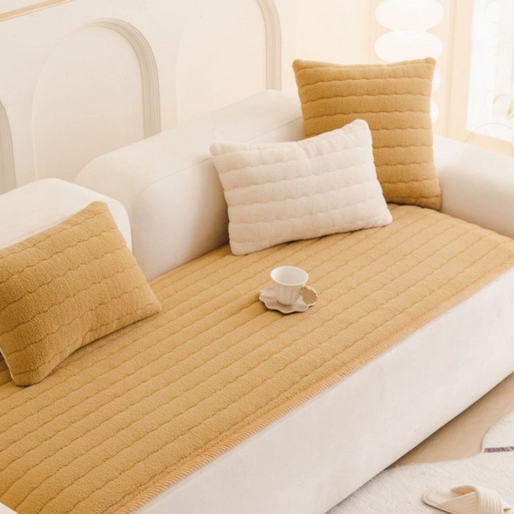Plush Sofa Throw with Thick Texture for Upholstered Furniture - Cushion Covers - Gold - Oaksoho