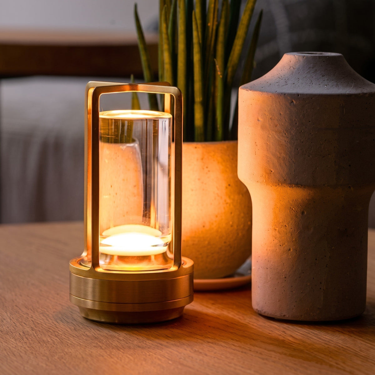 Portable LED Lantern-Style Table Lamp - Table Lamps - Black - Oaksoho