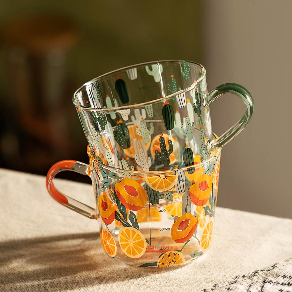 Printed Drinking Glass with Measurement Scale - Drinking Glass - Green - Oaksoho