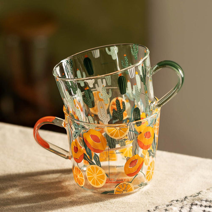 Printed Drinking Glass with Measurement Scale - Drinking Glass - Green - Oaksoho