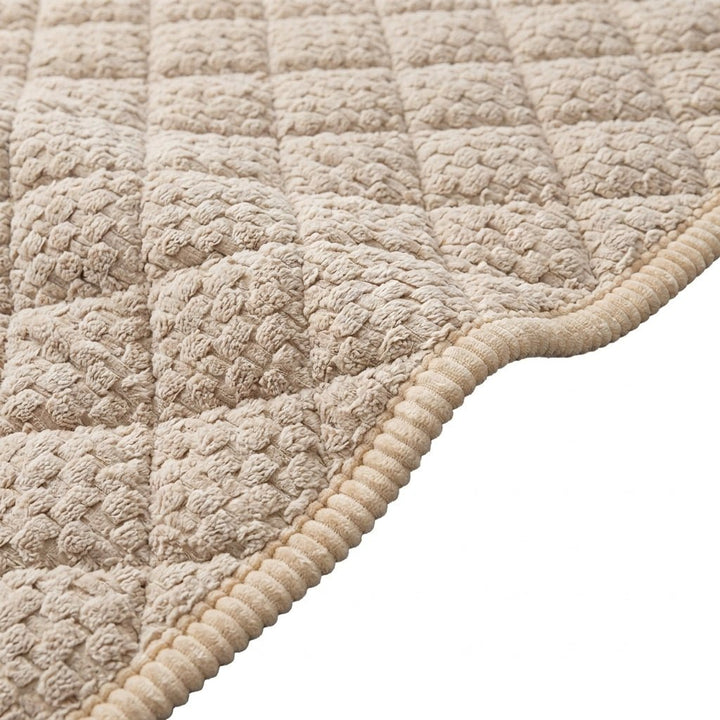Quilted Sofa Cover with Non - Slip Design and Fleece Texture - Cushion Covers - Beige - Oaksoho