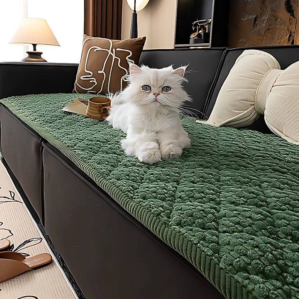 Quilted Sofa Cover with Non - Slip Design and Fleece Texture - Cushion Covers - Green - Oaksoho