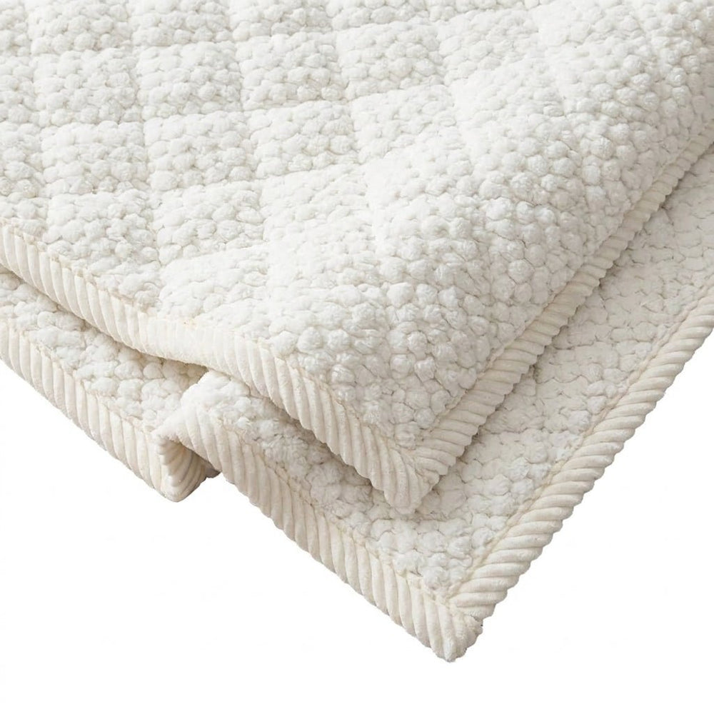 Quilted Sofa Cover with Non - Slip Design and Fleece Texture - Cushion Covers - Ivory - Oaksoho