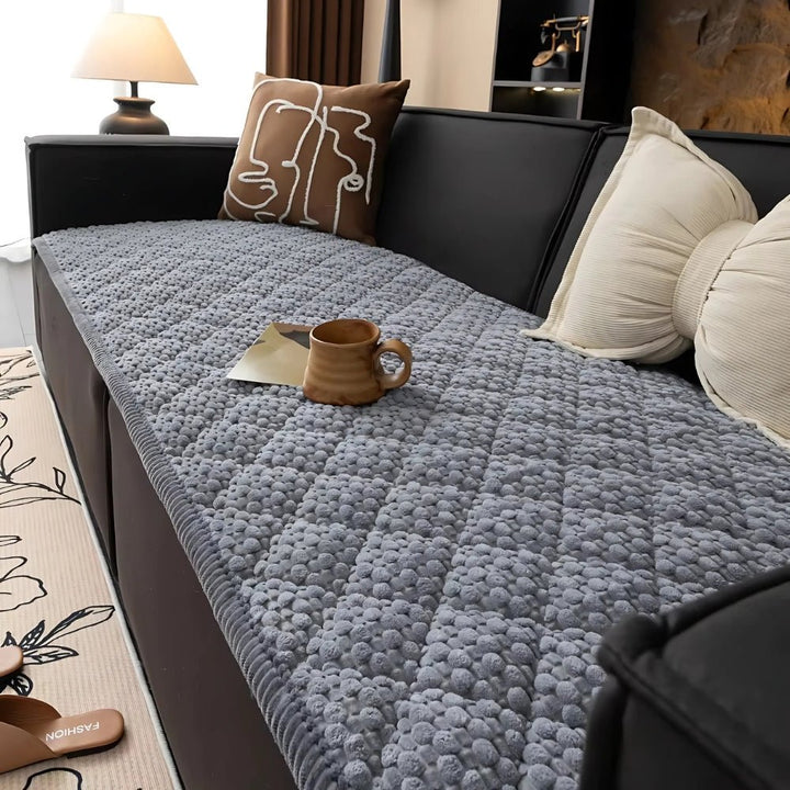 Quilted Sofa Cover with Non - Slip Design and Fleece Texture - Cushion Covers - Grey - Oaksoho