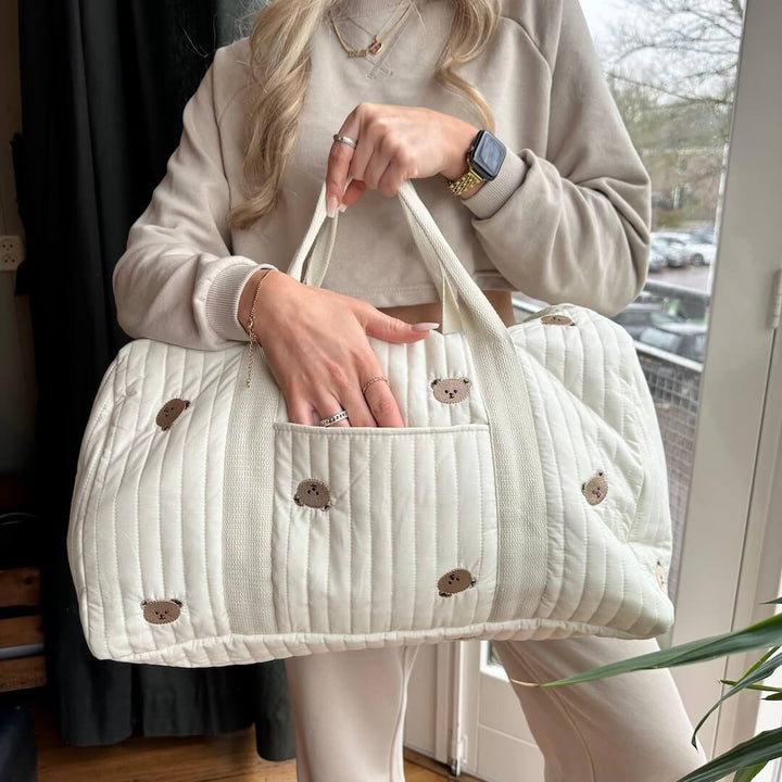 Quilted Travel Bag with Embroidery Design - Bag - Bear - Oaksoho