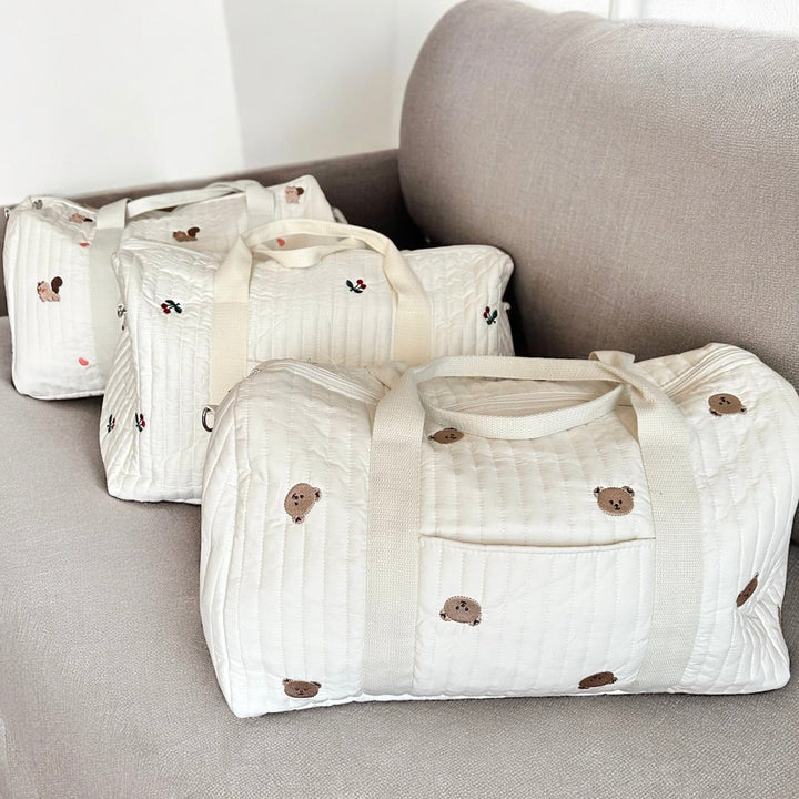 Quilted Travel Bag with Embroidery Design - Bag - Squirrel - Oaksoho