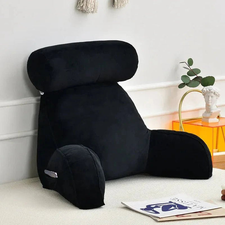 Reading Pillow with Backrest and Arm Support for Bed and Sofa - Cushion Covers - Black - Oaksoho