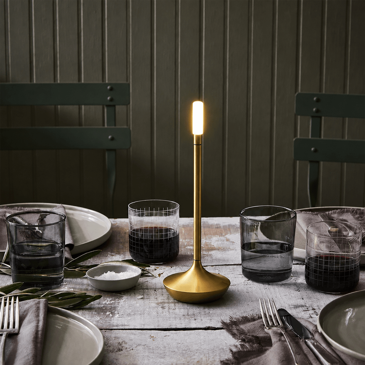 Rechargeable LED Table Candle Lamp - Table Lamp - Gold - Oaksoho