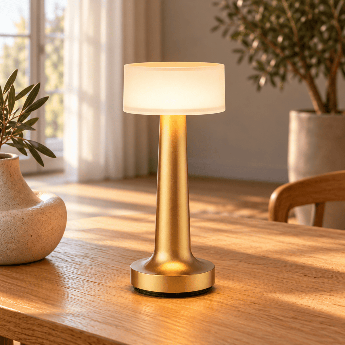 Rechargeable LED Table Lamp with Touch Switch Control - Table Lamps - Gold - Oak Soho