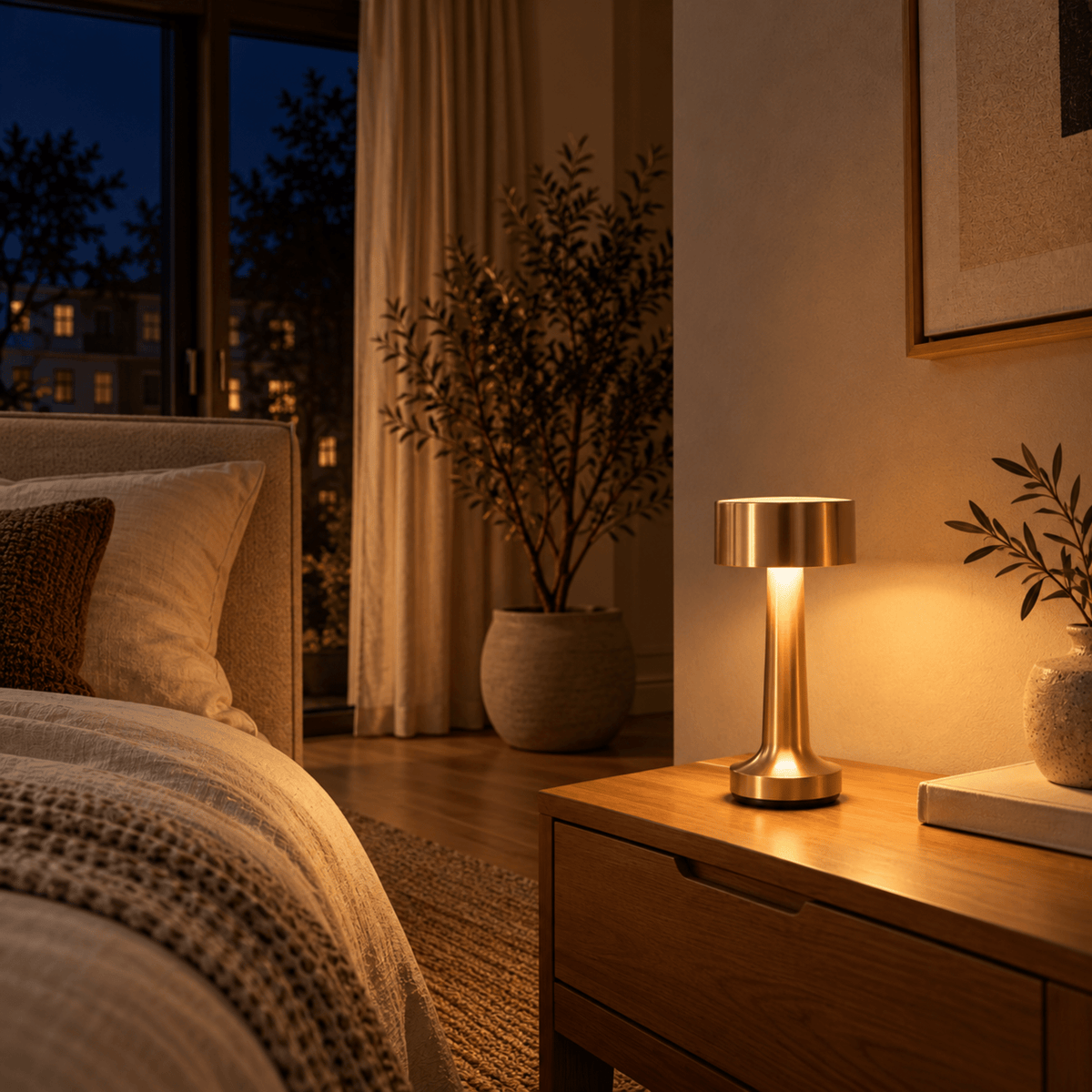Rechargeable LED Table Lamp with Touch Switch Control - Table Lamps - Gold - Oak Soho