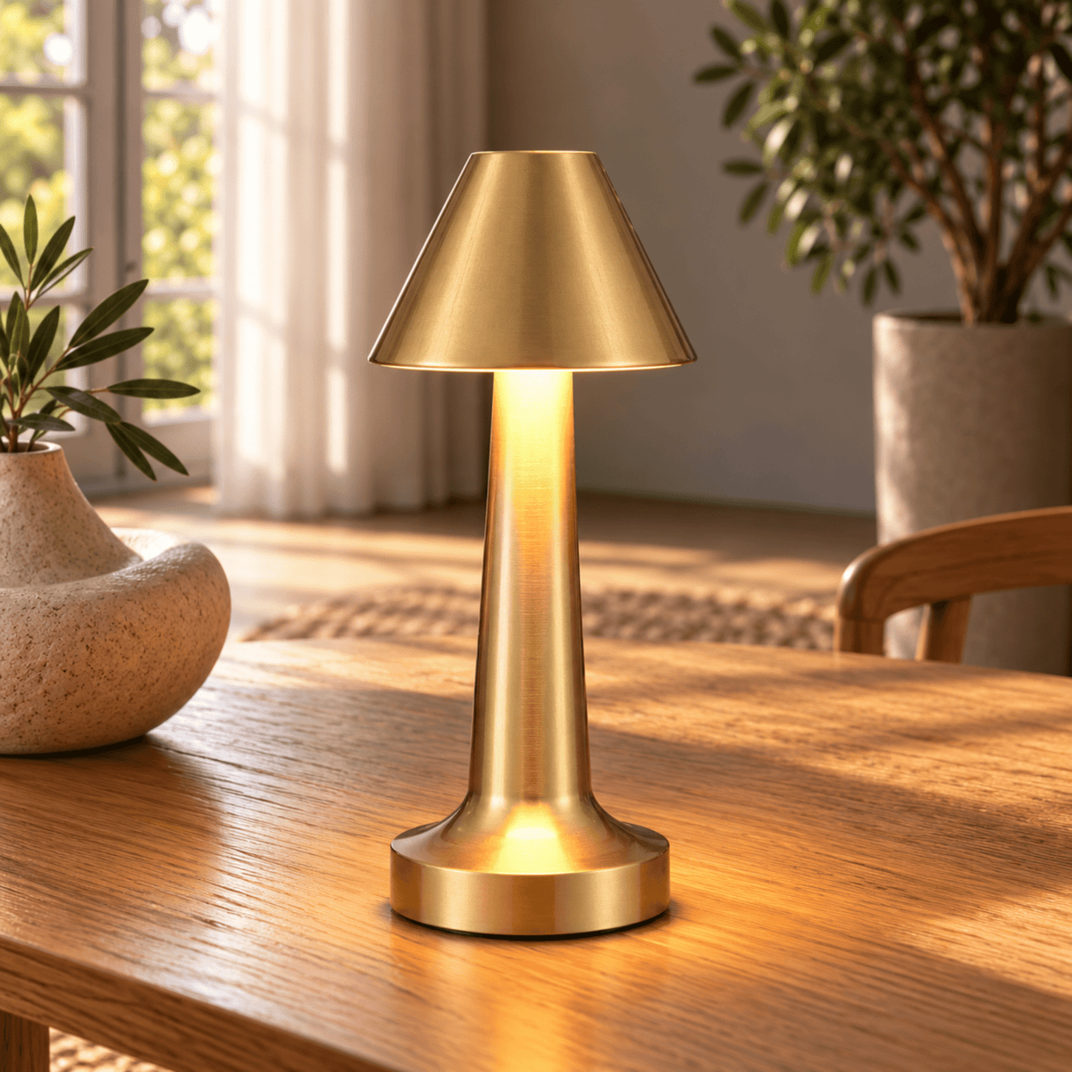 Rechargeable LED Table Lamp with Touch Switch Control - Table Lamps - Gold - Oak Soho