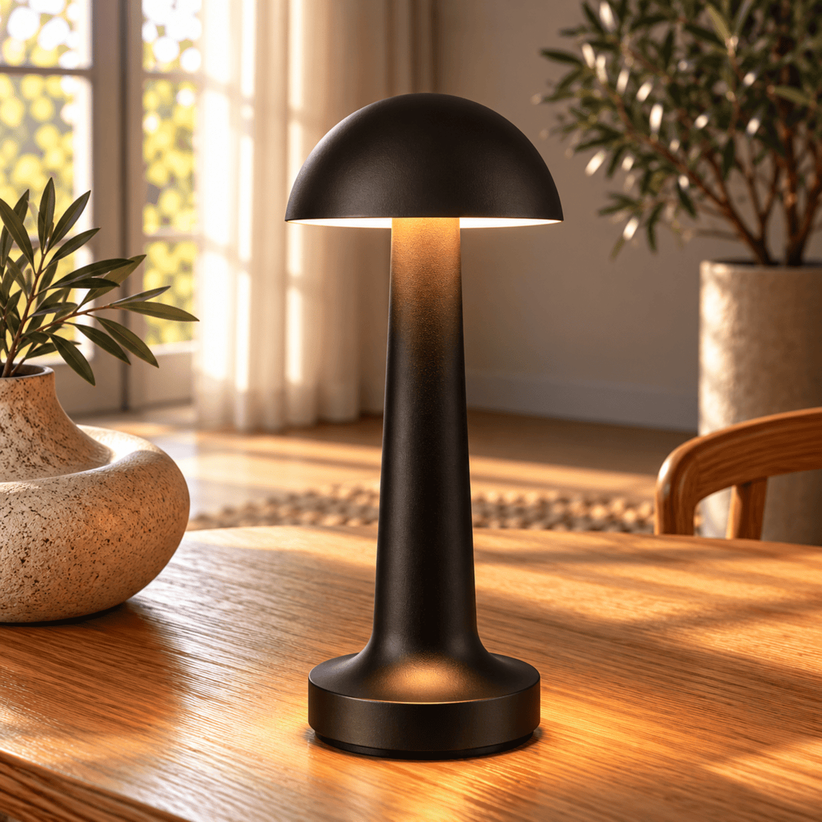 Rechargeable LED Table Lamp with Touch Switch Control - Table Lamps - Black - Oak Soho