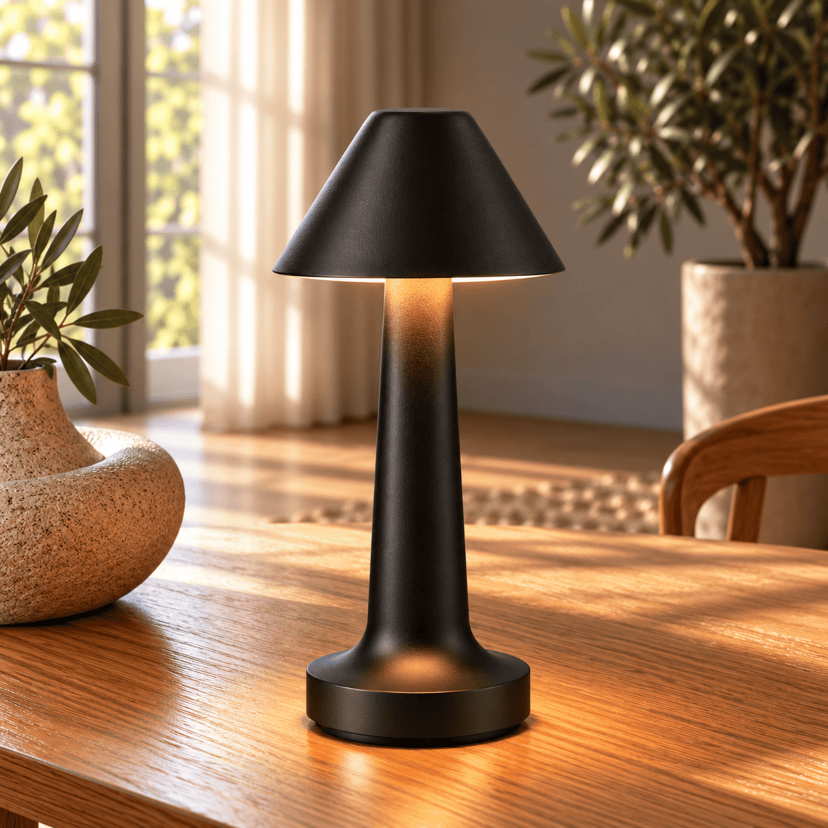 Rechargeable LED Table Lamp with Touch Switch Control - Table Lamps - Black - Oak Soho