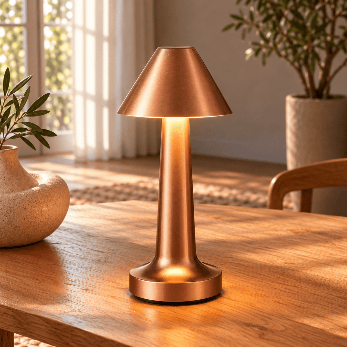 Rechargeable LED Table Lamp with Touch Switch Control - Table Lamps - Bronze - Oak Soho
