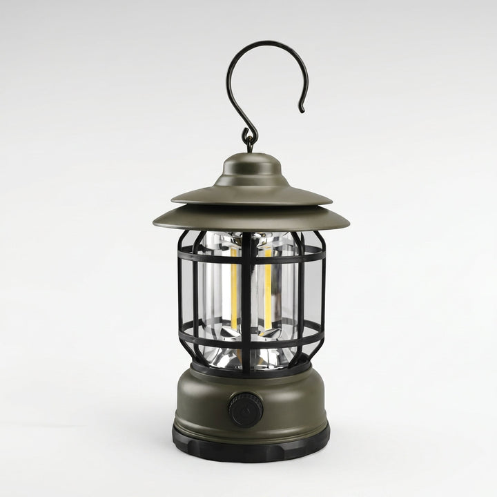 Rechargeable Vintage LED Camping Lantern - Camping light - Olive Green - Oaksoho