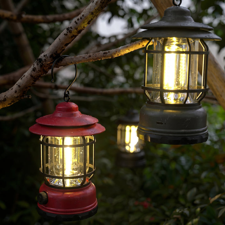 Rechargeable Vintage LED Camping Lantern - Camping light - Red - Oaksoho