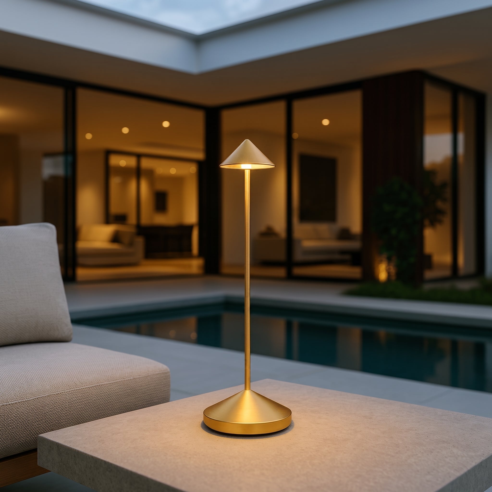 Rechargeable Wireless Slim Cone LED Table Lamp - Table Lamps - Gold - Oaksoho