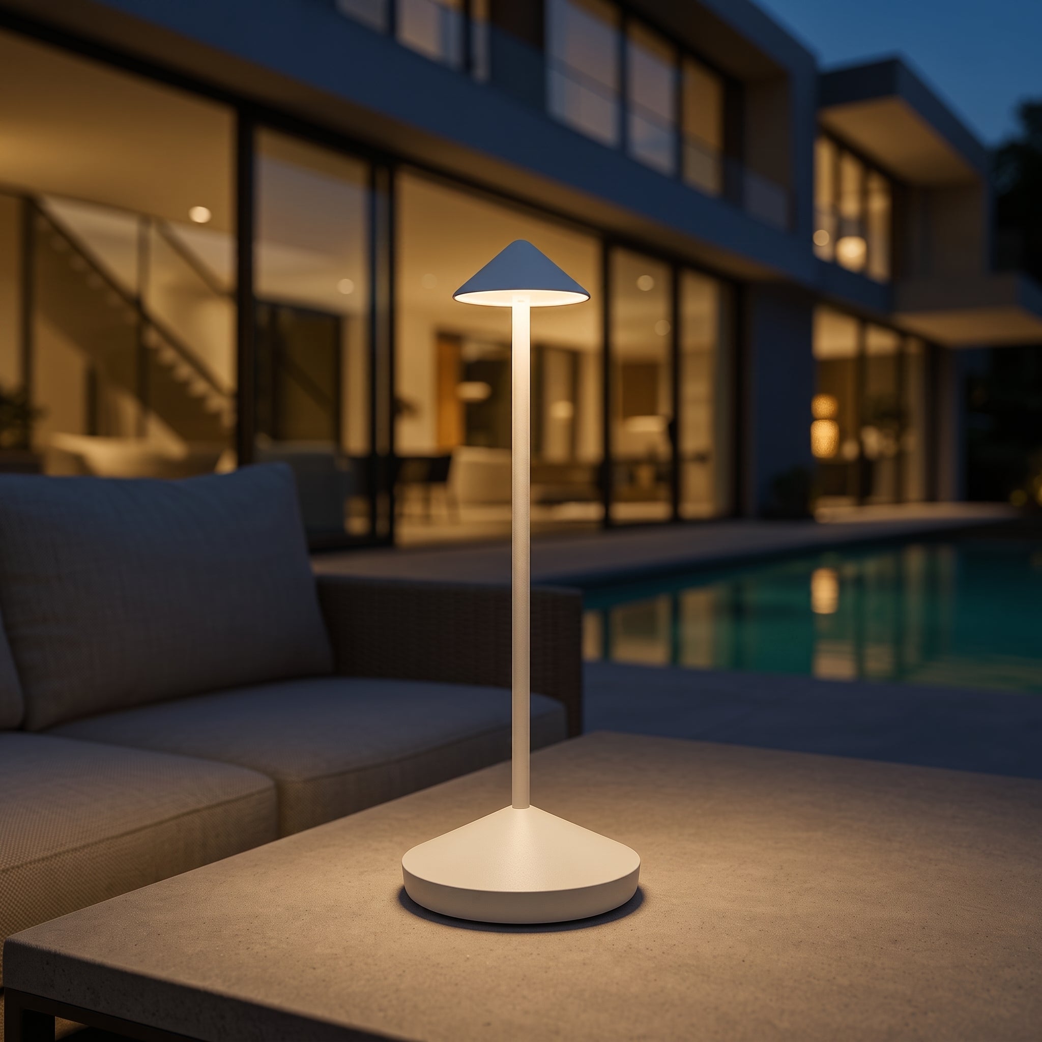 Rechargeable Wireless Slim Cone LED Table Lamp - Table Lamps - White - Oaksoho