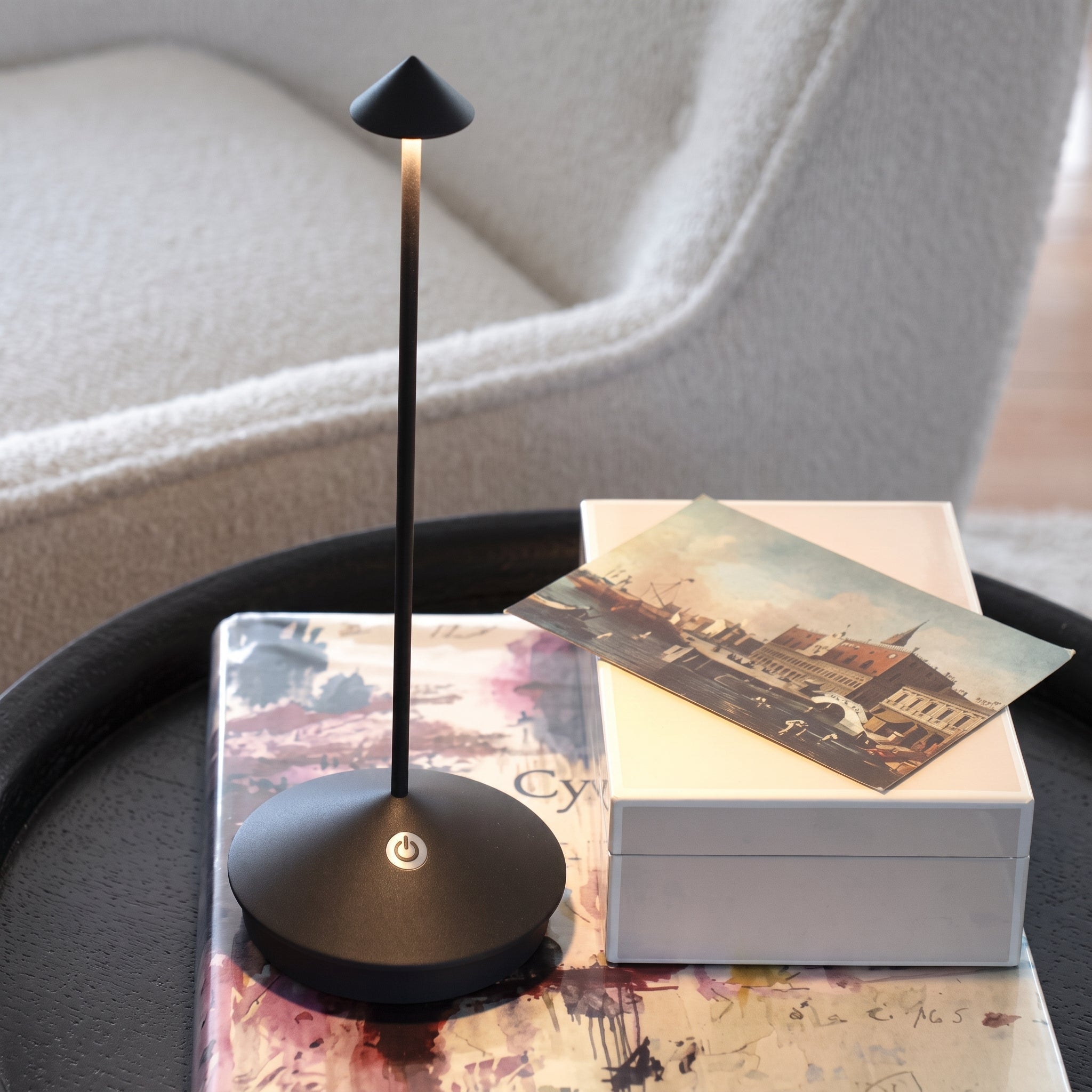 Rechargeable Wireless Slim Cone LED Table Lamp - Table Lamps - Black - Oaksoho