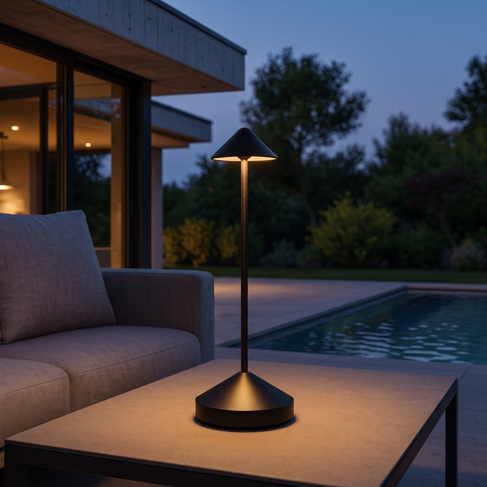 Rechargeable Wireless Slim Cone LED Table Lamp - Table Lamps - Black - Oaksoho