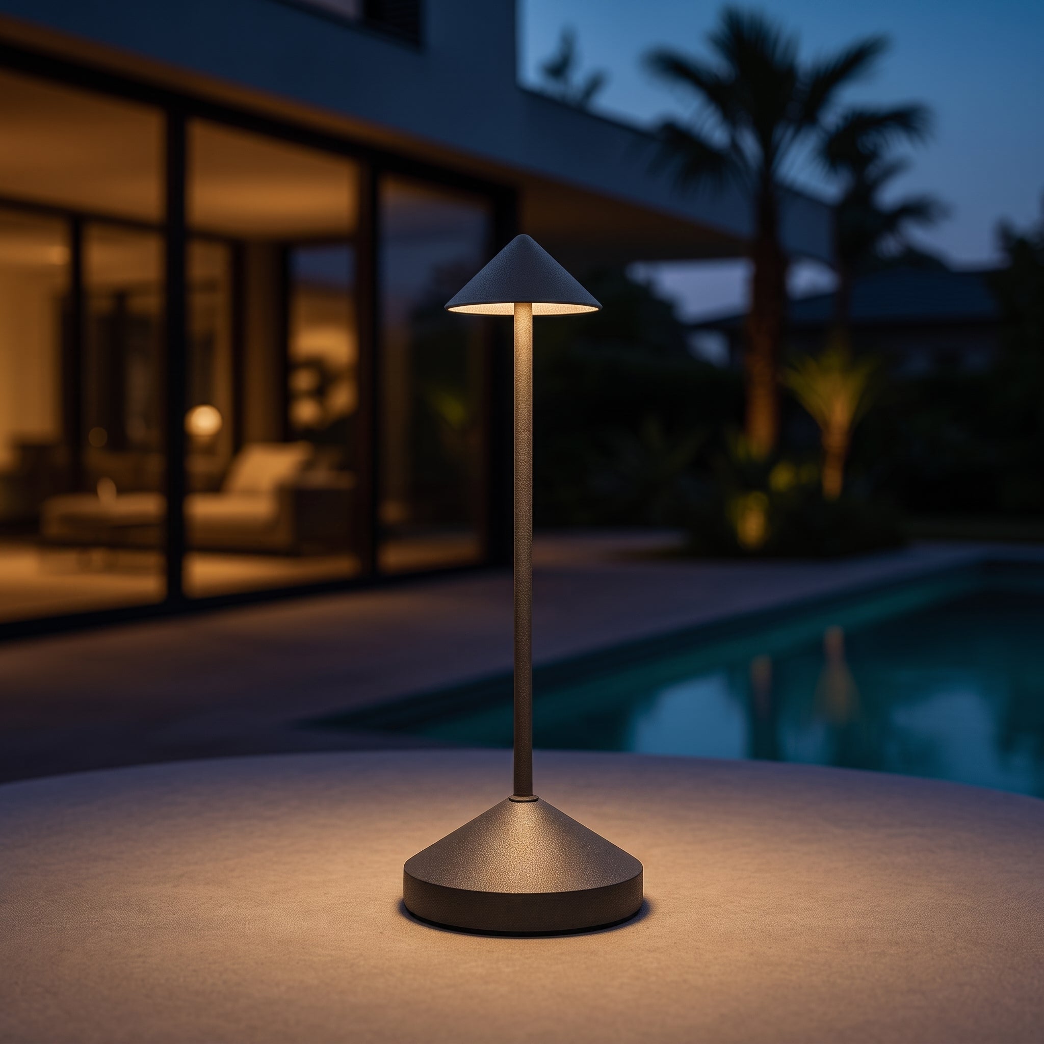 Rechargeable Wireless Slim Cone LED Table Lamp - Table Lamps - Grey - Oaksoho