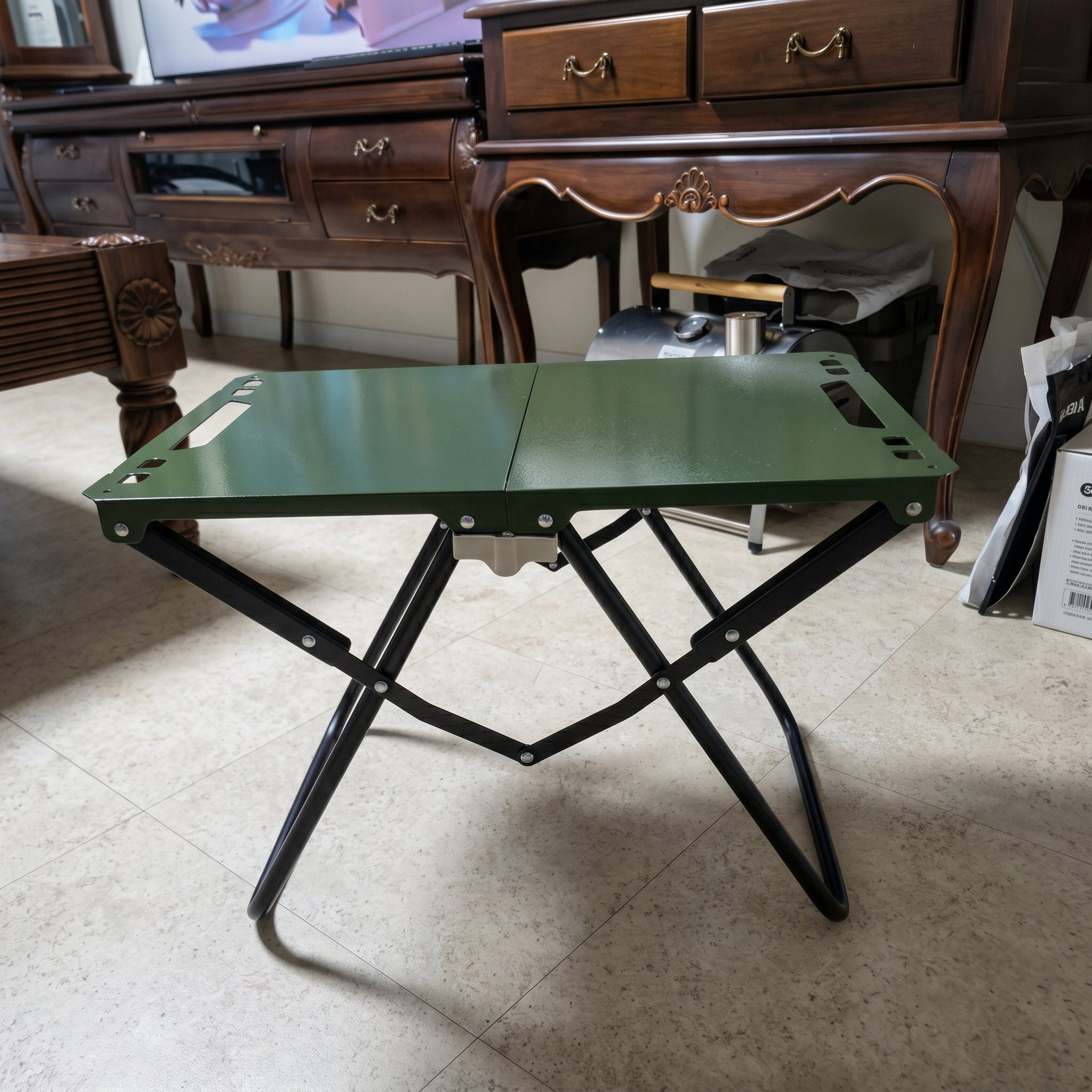 Rectangular Portable Folding Table for Camping - Outdoor Folding Table - Green - Oaksoho