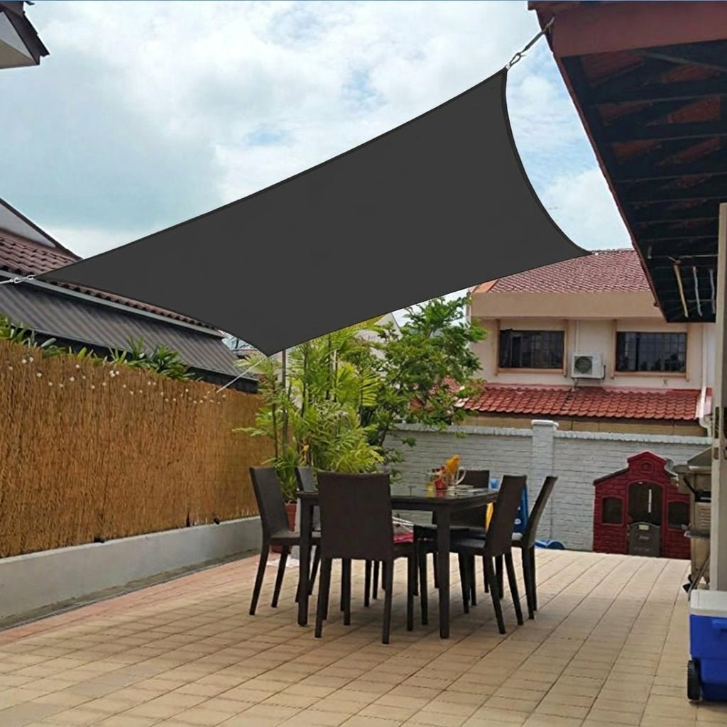 Rectangular Sun Sail with UV Protection for Terrace and Garden - Sun Sail Shade - Black - Oaksoho