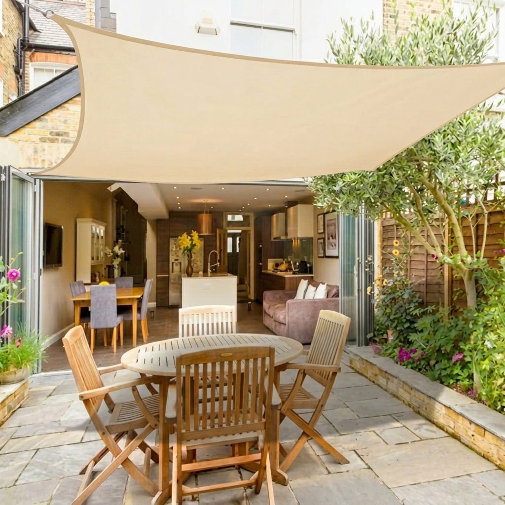 Rectangular Sun Sail with UV Protection for Terrace and Garden - Sun Sail Shade - Beige - Oaksoho