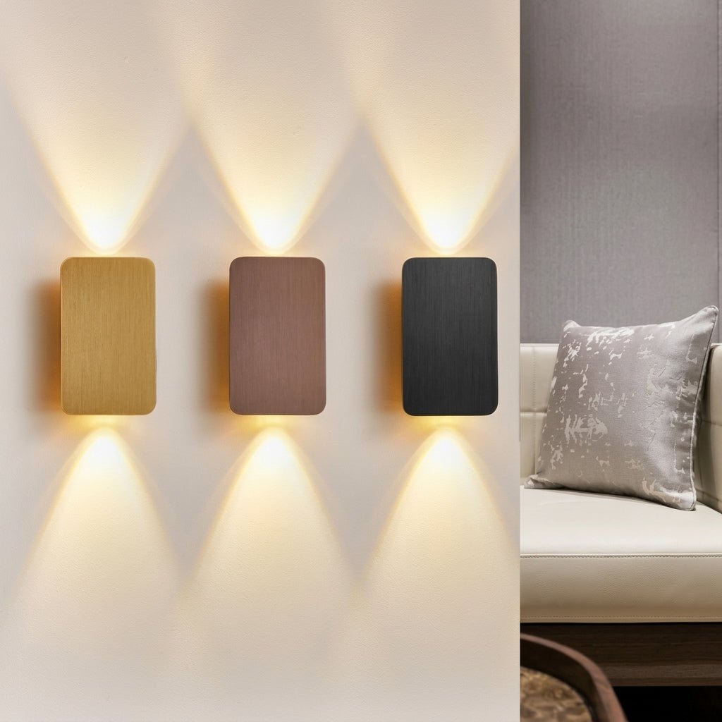 Rectangular Up Down LED Wall Lamp Light - Wall Light Fixtures - Brown - Oaksoho
