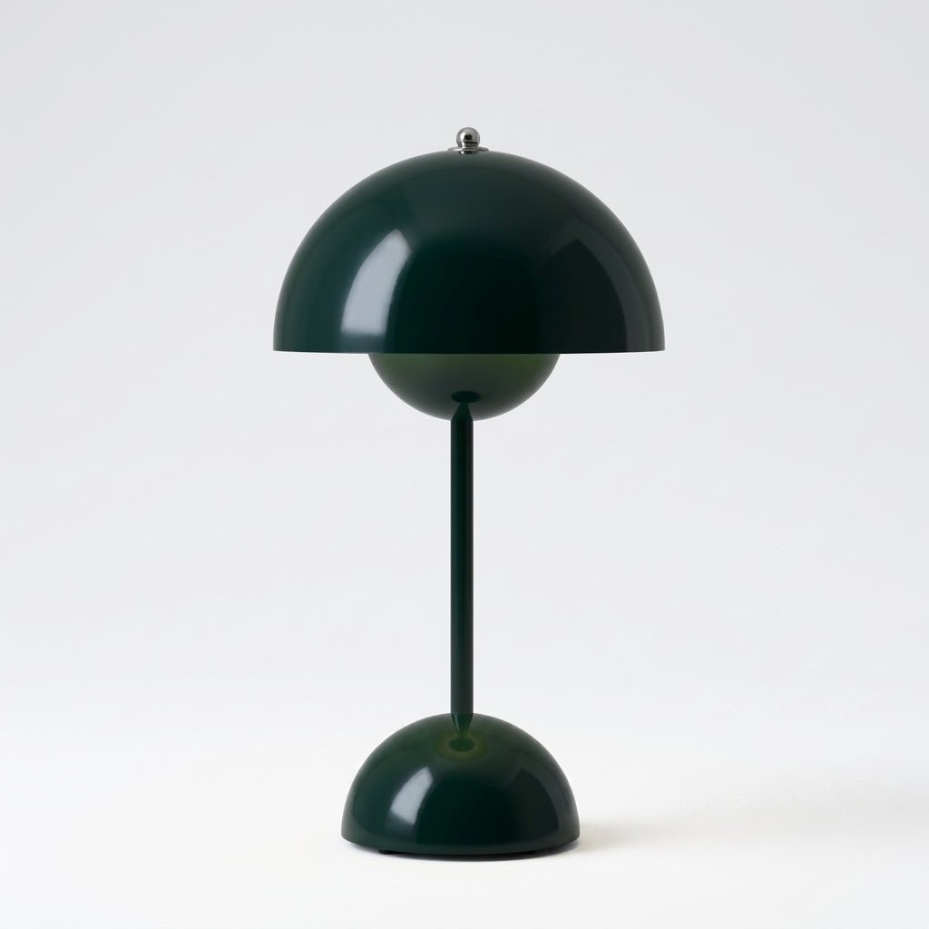 Retro Table Lamp with Mushroom-shaped Shade - Table Lamp - Dark Green - Oaksoho